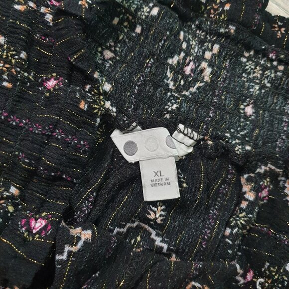 Threedots Boho Style Black Floral Print Women Shorts Elastic XL Size 28 Waist - Picture 4 of 5